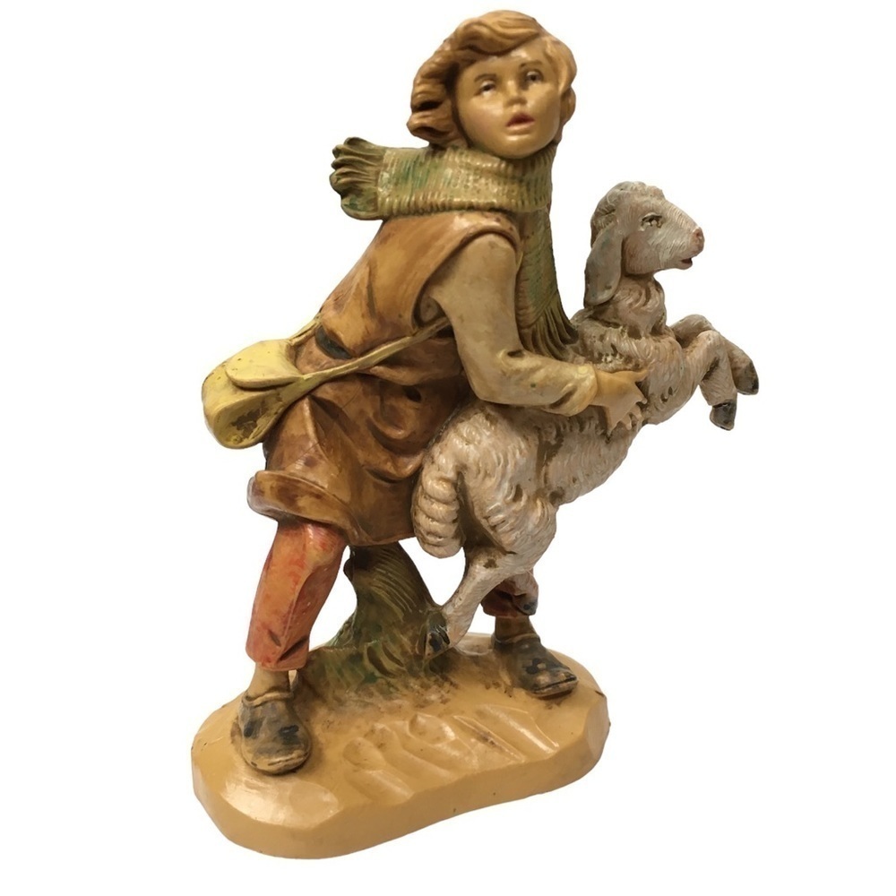 VINTAGE 90s Fontanini Nativity #129/B Aaron Shepherd Figurine Holding Sheep 1993
